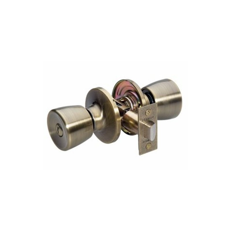 Master Lock TUO0305 Tulip Door Knob with Lock, Antique Brass