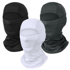 3 Pack Ski Mask for Men Women Balaclava Face Mask Summer Shiesty Mask Full Head Mask for Motorcycle Helmet Sun UV Protection Black, White & Grey