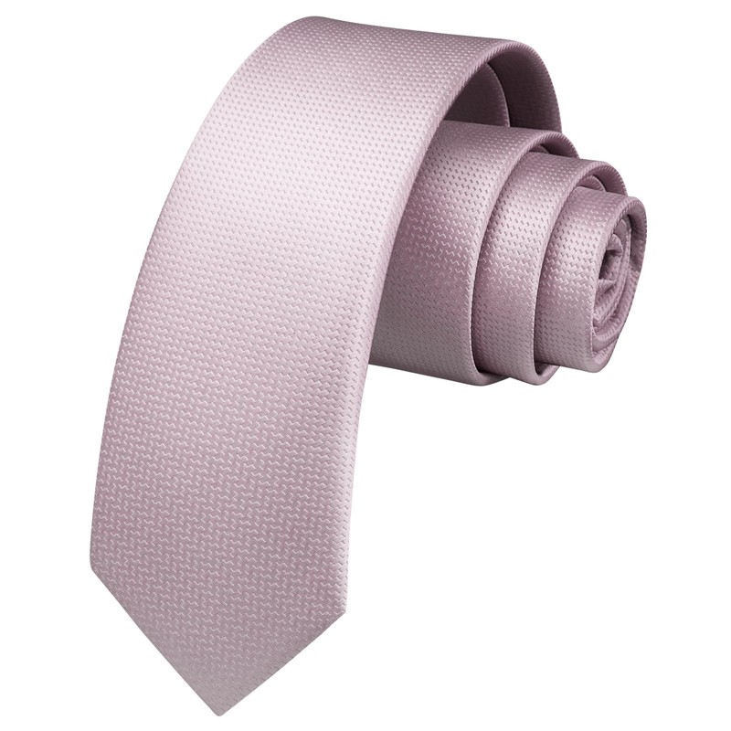 HISDERN Tie Men's Slim Ties for Men Solid Silk Tie