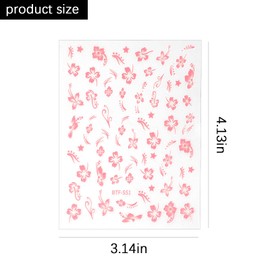 12 Sheets Flower Nail Stickers Hibiscus Nail Decals 3D Self-Adhesive White Pink Gold Floral Pattern for Women Girls DIY Acrylic Nail Manicure Decoration