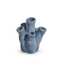 RAZ Imports Decorative Tabletop Coastal Flower Vase 3.75 Inch Ceramic Blue Organ Pipe Coral