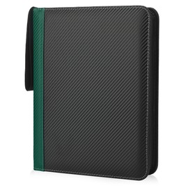 TCGUARD 9 Pockets Trading Card Binder with Sleeves Card Organizer, 900 Double Sided Pocket PU Card Collection Binder, Baseball Binder,for Sports Card, MTG, TCG Yugioh Card (Green)