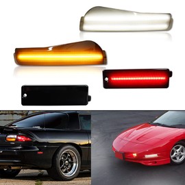 KENRTIR for 1993 1994 1995 1996 1997 Pontiac Firebird Trans Am Smoked Lens Front Bumper Corner Side Marker Parking LED Lights + Fender Side marker LED Lamp
