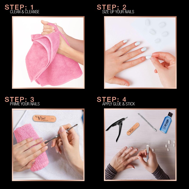By Vixi Medium oval nail set, free glue and preparation