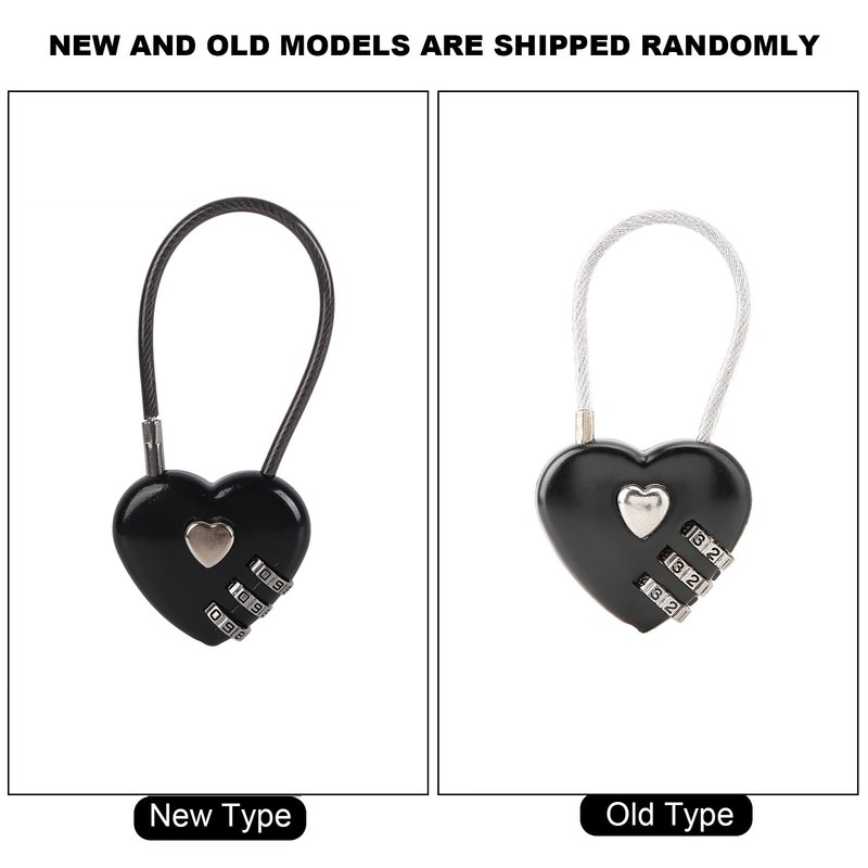 Heartshaped 3-Digit Code Combination Lock for Luggage, Bag Lock, Password,