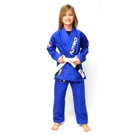 Nitro Fight Wear - Kids Evolution Brazilian Jiu Jitsu Gi | Lightweight 380gsm | IBJJF Approved Kids BJJ Gi (Blue, M4)