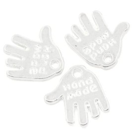 Charm Buddy 100 x Pieces Bright Silver Plated Hand Made Message Pendants 13mm x 11mm for Jewellery Making Findings Craft