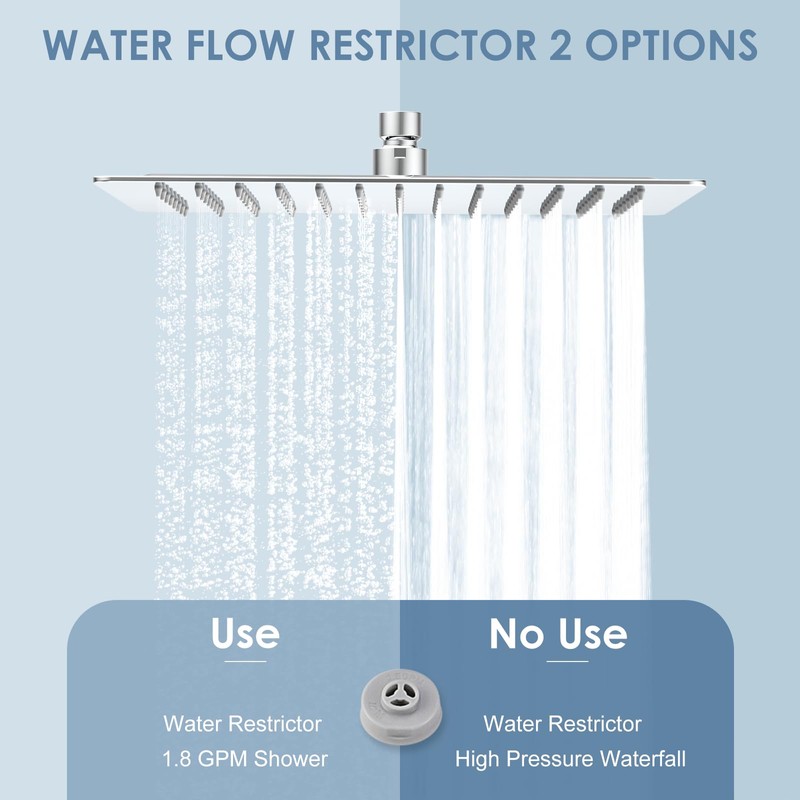 KINLIV 12 * 8 Inch Rectangle Rain Shower Head Chrome,