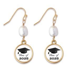 Class of 2025 Cap Hat Diana Gold Earrings Jewelry Gift Graduation Graduate