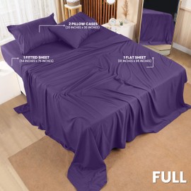 Utopia Bedding Full Sheet Set – 4 Piece Bed Sheets for Full Size Bed, Soft and Breathable Microfiber, Includes 1 Fitted Sheet, 1 Flat Sheet and 2 Pillowcases (Egg Plant)