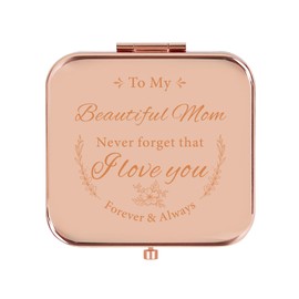 GLINTZ Compact Mirror Gifts for Mom, Rose Gold Compact Mirror for Mother, Birthday Gifts for Women from Daughter or Son for Mom Birthday, Mothers Day Wedding Anniversary