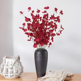 IPOPU Sweet Pea Flowers Artificial,8PCS Red Flowers 39" Faux Flowers Bulk Long Stem Artificial Flowers for Tall Vase Wedding Party Home Decoration(Red)