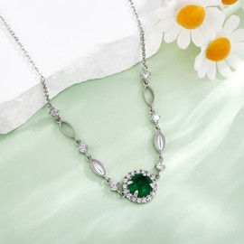 DAYLINLOVE Jade Necklace for Women 925 Sterling Silver Green Jade Round Necklace Jade Jewelry Valentines Day Gifts for Her