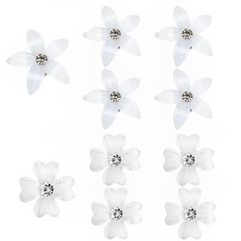 CPJJ Pack of 10 White Flower Hair Clips with Rhinestones - Cute Hair Clips for Girls and Women - High Quality Hair Pins for Braid and Updo (White)