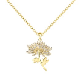okokiss Flower Necklace Month of Birth – Luxurious 18K Gold Plated Necklace with Flower Pendant – Cute Jewelry Pouch Womens Necklaces for Wedding Day, Special Occasions, Birthday, 18K, Agate