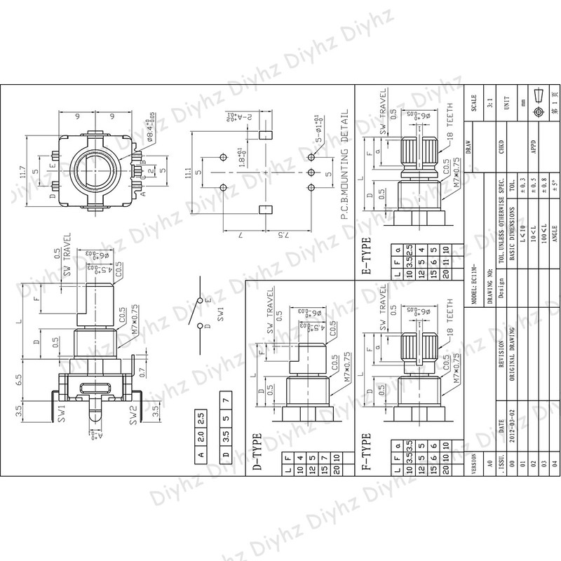 DIYhz 10 Pcs EC11 Rotary Encoder Dode Switch Audio Digital