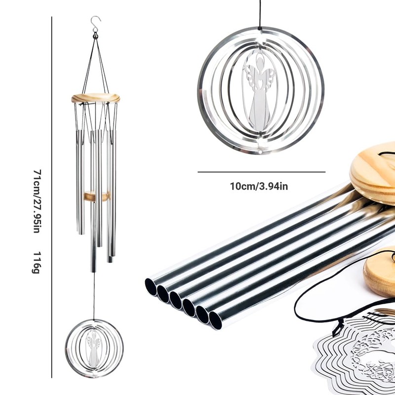 Wind Chime with Wind Spinner, Creative Wind Chimes with 6