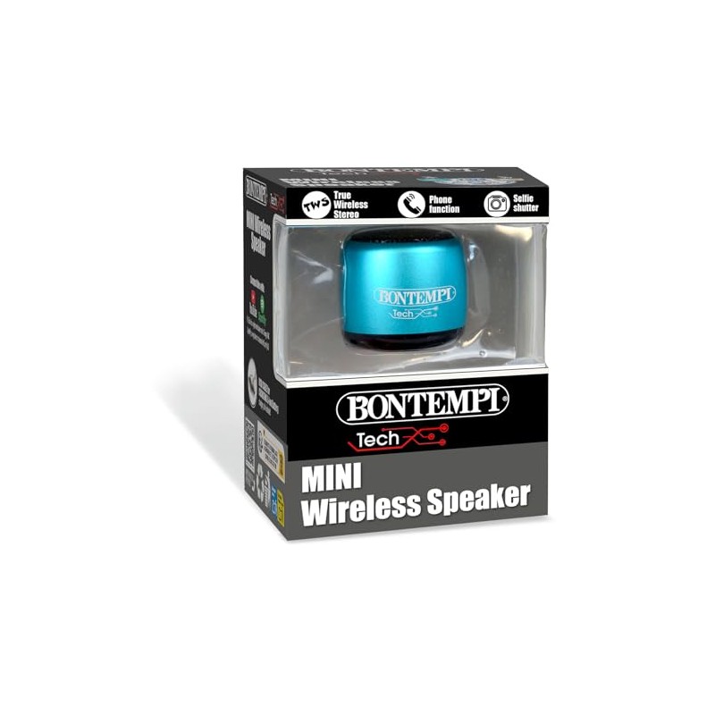 Bontempi | Mini Bluetooth Lautsprecher Blau, Einfache und Schnelle Drahtlose