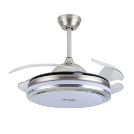 PIAOCAIYIN 36" Ceiling Fans with Lights, 110v Retractable Ceiling Fan with Lights, Dimmable Led Chandelier Light, w/Remote Control, 3 Color Lighting 3 Speed Chandelier Light for Bedroom -36inch