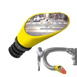 Sprintech Swiss-Made Convex Chrome-Plated Bike Mirror for Drop Bars – Hand-Finished, Adjustable, Reflective Surface, Durable ABS Housing, Universal Fit for Enhanced Rear Visibility (Yellow, Single)