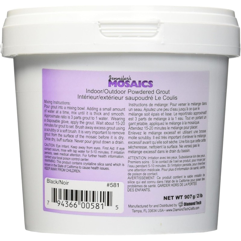 2Pack Jennifer's Black Mosaic Tile Grout 2lbs.Each=4lbs.