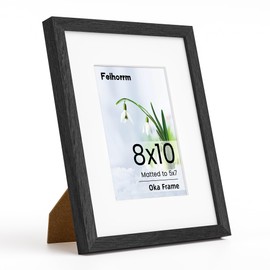 8x10 Picture Frame, Solid Oak Wood 8x10 inch Black Photo Frame for Home & Wall Decor, 8x10 Picture Frame with Mount for 5x7 Inch with Tempered Real Glass, Tabletop & Wall Mounting Display