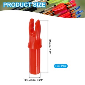 sourcing map Archery Arrow Nocks Plastic Carbon Arrow Inserts .244"/6.2mm for DIY Hunting Shooting Compound Recurve Bow(Red, Pack of 30)