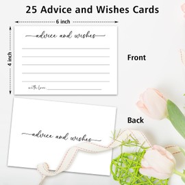 mermermu White Advice and Wishes Card, Advice Cards for The Bride and Groom, Bridal Shower,Wedding or Baby Shower, Birthday, Graduation, Retirement, Guestbook - 25 Cards -09