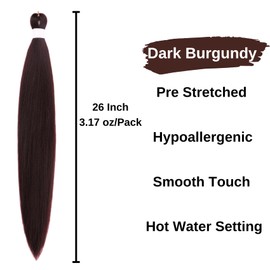 Dark Burgundy Braiding Hair Pre stretched 99j Boho Hair for Braiding Hypoallergenic Ez Braid Knotless Synthetic Curly Deep Wave Crochet Boho Braids Curls