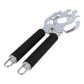 EUROHOME Manual Can Opener Made of Stainless Steel with Plastic Handle - Can Opener 26 x 8.3 cm - Lid Opener Rustproof - Kitchen Aid Household Aid Kitchen - Screw Lid Opener Stainless Steel - Black