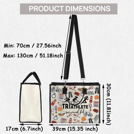 TSOTMO Triathlon Gift Triathlete Survival Kit Canvas Tote Bag Gift For Women Triathlete Themed Shoulder Bag (Triathlete run Tote)