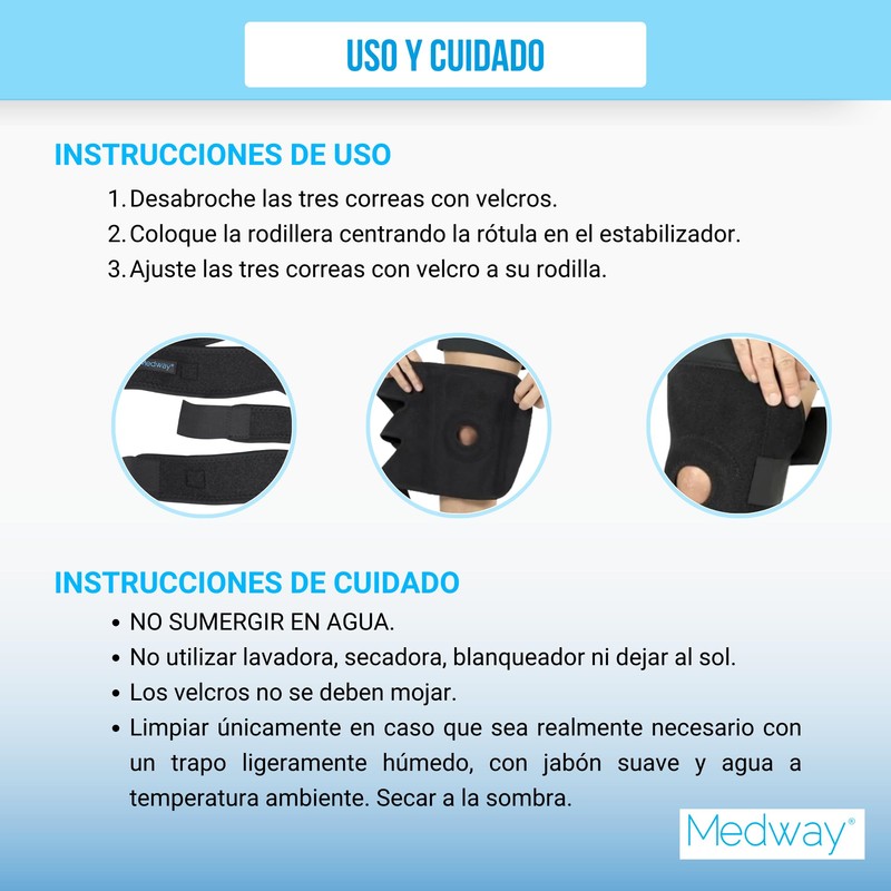 MEDWAY | Rodillera Larga abierta con estabilizador de rótula y