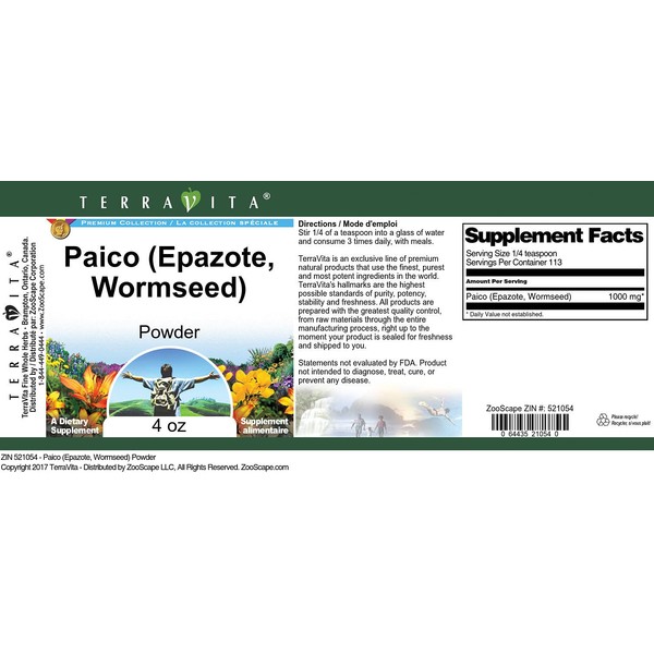 Paico (Epazote, Wormseed) Powder (4 oz, ZIN: 521054)