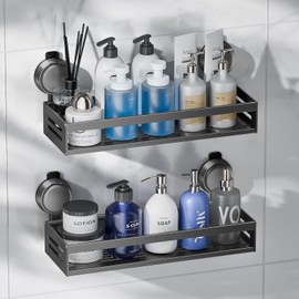 BREIS Shower Caddy Suction Cup, No Drill Shower Shelves, Rustproof Suction Showers Organizer, Large Capacity Bathroom Shower Organizer Storage Rack, Bathroom Caddy for Home Decorate