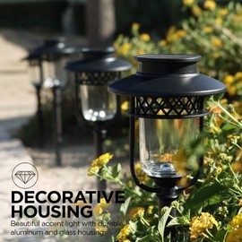Home Zone Security Pathway & Garden Solar Glass Lights Stainless Steel (4-Set)