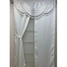 GOHD Unity 77, 6-Piece Window Curtain Set, 50-Inch W x 90-Inch L Panels with Attached Valance, Backing and 2 Tiebacks, Bedroom Curtains and Living Room Curtains, Snow
