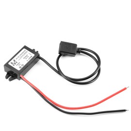 uxcell Power Converter Regulator DC 12V to DC 5V 3A 15W Waterproof Voltage Convert Transformer USB Connector Cable