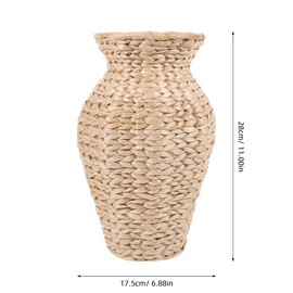 VOSAREA 1pc Woven Grass Flower Vase and Decorative Vase for Dried Flowers Stylish Rattan Design for Home and Wedding Centerpieces