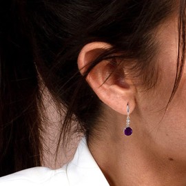 Earrings 925 Silver Hanging Silver Earrings Long Drop Earrings Women's Earrings Cubic Zirconia Birthday Gift Wedding Jewellery, Cubic Zirconia, Amethyst, zirconia