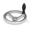 DIN aluminium hand wheel, 200 mm diameter, 22 mm bore