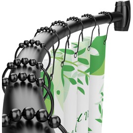 Bonpally Curved Shower Curtain Rod 40-72 Inches Adjustable, Aluminum Shower Rod Rustproof, Round shower curtain rod, Curved Shower Rods for Bathroom, Bathtub, Stall, Black, Need to Drill