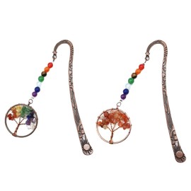 Pack of 2 Metal Chakra Bookmark, Vintage Metal Bookmark, Tree of Life Metal Bookmark, for Teachers, Students, General Book Accessories, Exquisite Gifts