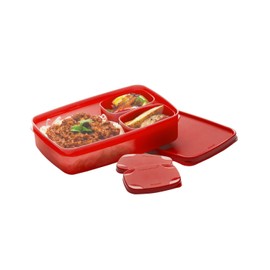 SIGNORA WARE SIGNORAWARE 3 teilig to Go Lunchbox Clevere Pause 850ml Brotdose mit zwei zusätlichen Dosen Eco+ Schule (850ml + 2 x 100ml) (Rot)