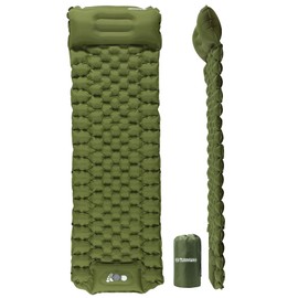 TurnWay Self Inflating Camping Sleeping Pad Foot Press Inflatable Pad Air Mattress with Pillow for Backpacking, Hiking, Camping, Traveling(Green)