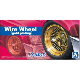 Aoshima Bunka Kyozai 1/24 The Tuned Parts Series No. 110 Wire Wheel (Gold Plated), 13 Inch Plastic Model Parts