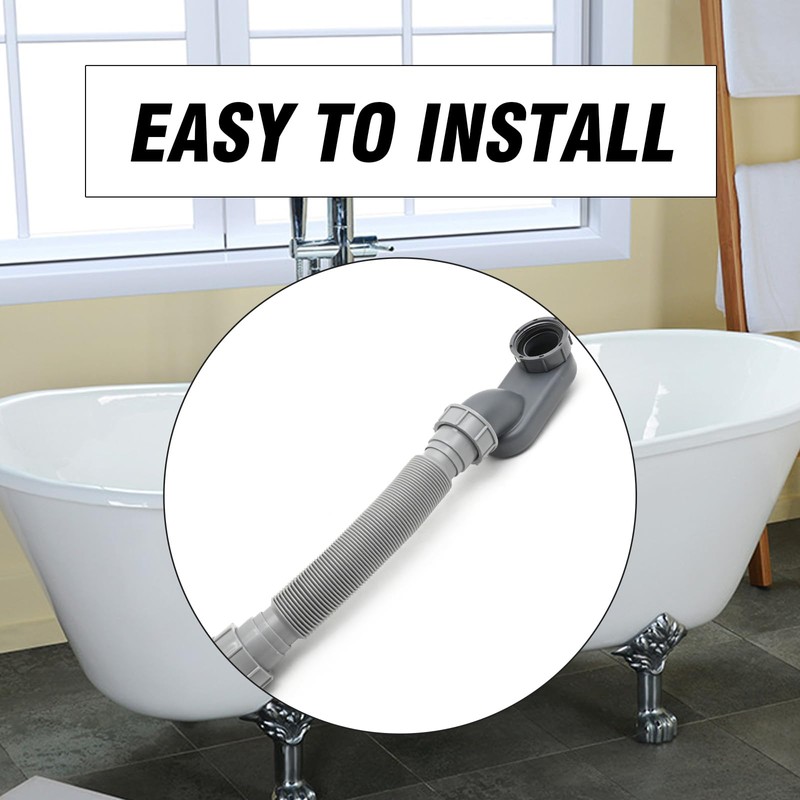 1-1/2 Inch Freestanding Bathtub Shower Drain Pipe, P-joint Low Profile