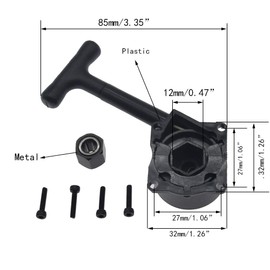 RC Nitro Car Pull Starter R020 Recoil Start & 12mm Hex Nut One Way Bearing for 1/10 HSP Redcat Vertex VX 16 18 21 CXP SH 18 21 Engine(Black)