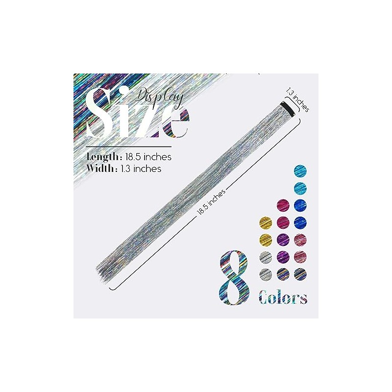 Clip in Hair Tinsel for Kids, Glitter Fairy Hair Extensions
