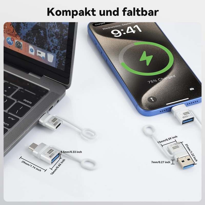 ELUTENG Type-C and USB Adapter 5Gbps 9V3A 4 Pack