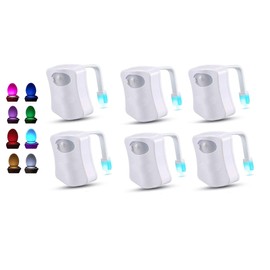 Toilet Night Light, Motion Sensor LED Night Lights,Two Modes with 8 Colors Changing Toilet Bowl Night Light for Bathroom Washroom, Fits Any Toilet Size (Pack of 6)
